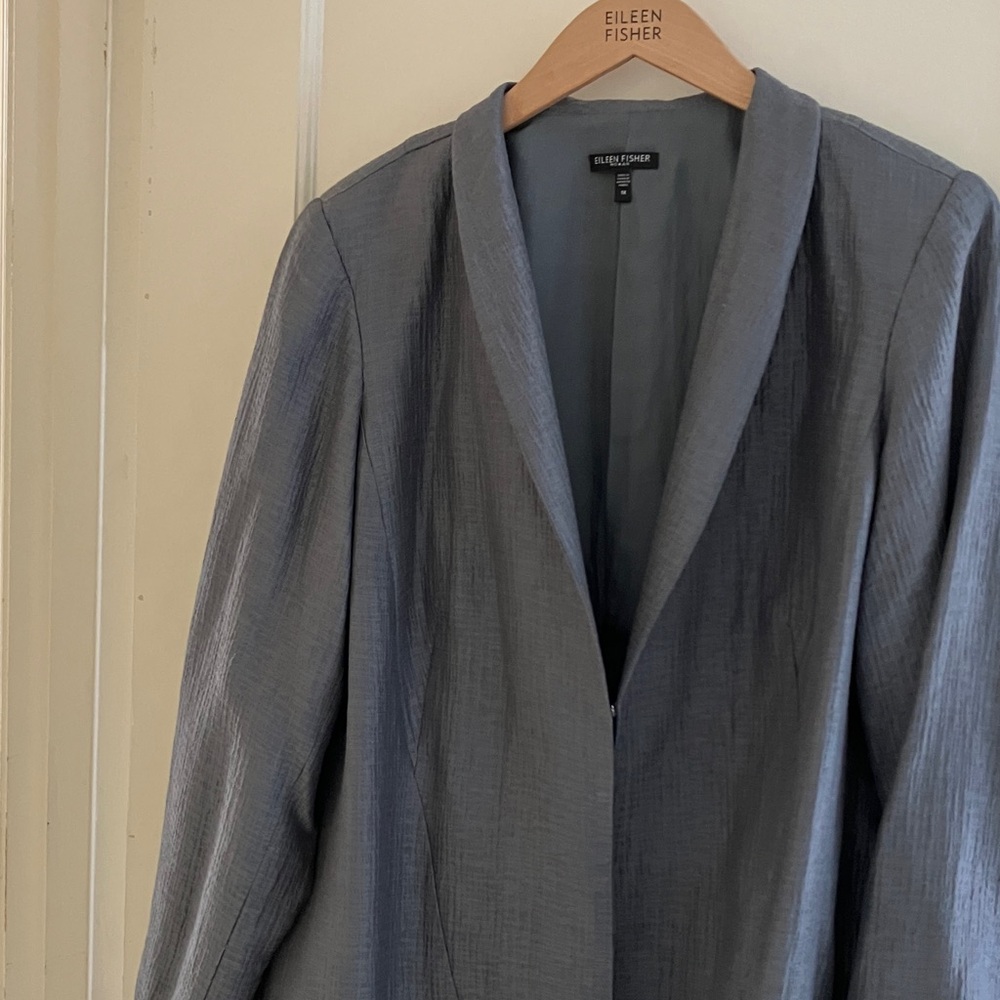 Wonderful Eileen Fisher High Collar Silk Jacket - Picture 3 of 12